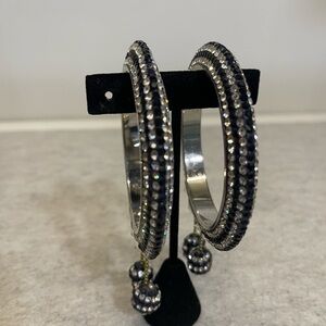 Silver and Black Crystal Bangle Bracelets 💕